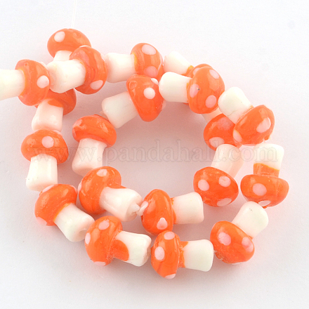Гриб ручной Lampwork бисер пряди LAMP-R116-15-1