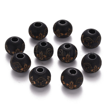 Расписные бусы из натурального дерева WOOD-N006-03A-10-1