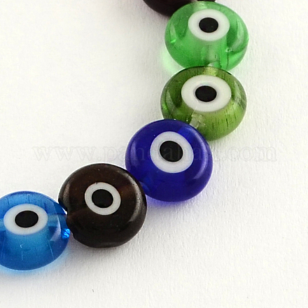 Плоские круглые ручной работы сглаз Lampwork бисер LAMP-R116-06-1