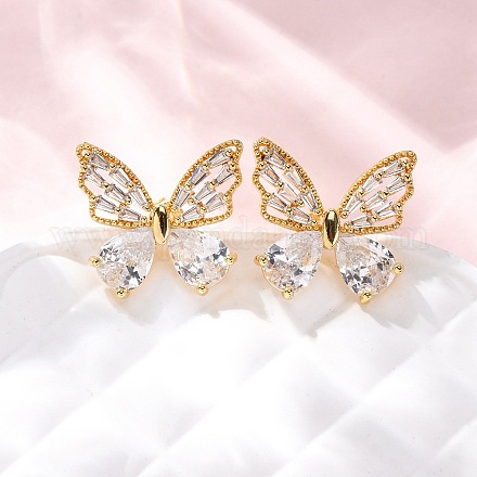 Серьги-гвоздики из циркония EJEW-D322-02G-1