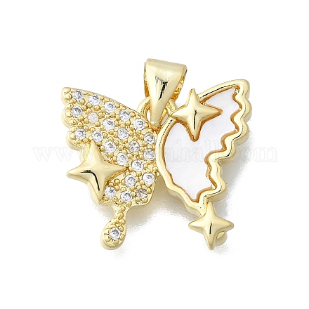 Латунные микропаве прозрачные подвески с фианитом KK-V010-14G-1