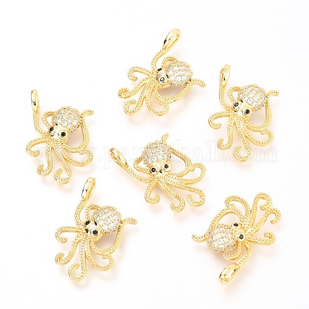 Подвески из латуни с прозрачным микропейвом и черным фианитом X-ZIRC-O036-25G-1