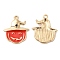 Halloween Alloy Enamel Pendants, Long-Lasting Plated, Cadmium Free & Nickel Free & Lead Free, Golden, Pumpkin, 23x19.5x2.4mm, Hole: 1.5mm