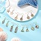 Natural Paua Shell Dangle Earrings, with 304 Stainless Steel Earring Hooks, Golden, Mixed Shapes, 31.5~44.5x8.5~16mm