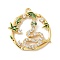 Brass Micro Pave Cubic Zirconia Pendants, Cadmium Free & Nickel Free & Lead Free, Snake, with Enamel, Real 14K Gold Plated, 19x18x3mm, Hole: 1.2mm