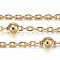 Ion Plating(IP) 304 Stainless Steel Cable Chains, Satellite Chains, with Steel Round Beads, Soldered, with Spool, Flat Oval, Golden, 2.5x1.9x0.3mm, about 65.61 Feet(20m)/roll