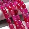 Natural Dragon Veins Agate Beads Strands, Dyed & Heated, Column, Deep Pink, 13.5x10~10.5mm, Hole: 1mm, about 28pcs/strand, 15.16''(38.5cm)