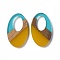 Transparent Resin & Walnut Wood Pendants, Oval Charms, Gold, 35.5x22x3.5mm, Hole: 16X10mm