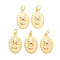 Rack Plating Brass Pendants, with Jump Rings, Nickel Free, Oval with Women Pattern, Real 18K Gold Plated, 20x12.5x2mm, Jump Ring: 5x1mm, 3mm inner diameter
