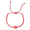 Bohemian Shell Cross Bracelets, Adjustable Glass Seed Bead Braided Bracelets, Red, 7-1/8 inch(18cm)