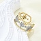 Brass Micro Pave Clear Cubic Zirconia Cuff Rings for Women, Star, Cadmium Free & Lead Free, Platinum & Golden, 9.5mm, Inner Diameter: Adjustable