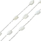 Shell Pearl Beads,Dyed with 304 Stainless Steel Chains, Soldered, with Spool, White, 7.5x3mm