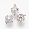 Brass Cubic Zirconia Charms, Cadmium Free & Nickel Free & Lead Free, Cube, Platinum, 12x9x9mm, Hole: 1mm