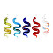 Handmade Lampwork Big Pendants, Snake, Mixed Color, 72~75.5x23~25x9~10mm, Hole: 4.5~5.5x4~5mm
