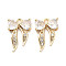Brass Micro Pave Clear Cubic Zirconia Charms, Cadmium Free & Nickel Free & Lead Free, with Glass, Bowknot, Real 18K Gold Plated, 13.5x9x3mm, Hole: 1.4mm