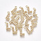 Brass Cubic Zirconia Charms, Letter, Clear, Real 18K Gold Plated, Letter.L, 10x7x1.5mm, Hole: 1mm