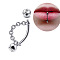 304 Stainless Steel Crystal Rhinestone Curved Barbell Lip Rings with Chains, Round, 8mm, Pin: 1.2mm