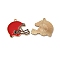 Alloy Enamel Pendants, Cadmium Free & Nickel Free & Lead Free, Golden, Baseball Helmet Charm, Red, 24.5x28x1.5mm, Hole: 2mm
