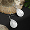 Teardrop Brass Natural Shell Teardrop Dangle Earrings, Platinum, 53x21mm