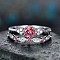 Alloy Micro Pave Cubic Zirconia Finger Rings for Women, Stackable Rings, Platinum, Hot Pink, US Size 9(18.9mm)