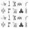 100Pcs 10 Style Tibetan Style Alloy Balance Pendants, Cadmium Free & Lead Free, Hourglass & Jetton & Trencher Cap, Antique Silver, 22.6x15.7x6mm, Hole: 2mm, 10pcs/style