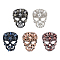 FINGERINSPIRE 5PCS 5 Colors Skull Glass Rhinestone Beaded Patch 2x2.4 inch Cloth Sew on Appliques Handicraft Beaded Skeleton Patches Big Rhinestones Applique Patches for Clothes, Dress, Hat, Jeans