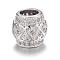 Brass Micro Pave Cubic Zirconia European Beads, Barrel, Large Hole Beads, Lead Free & Nickel Free, Platinum, 8.5x8mm, Hole: 4mm