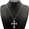 Fashion Cross Alloy Crystal Rhinestone Pendant Necklaces, with Cable Chain for Women, Platinum