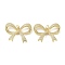Rack Plating Brass Micro Pave Cubic Zirconia Pendants, with Jump Ring, Long-Lasting Plated, Lead Free & Cadmium Free & Nickel Free, Bowknot, Real 18K Gold Plated, 23x30.5x4mm, Hole: 3.4mm