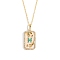 Brass Micro Pave Cubic Zirconia Rectangle with Constellation Pendant Necklaces, with Enamel, Cable Chain Necklace for Women, Pisces, 15-3/4 inch(40cm)
