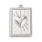 Anti-Tarnish 304 Stainless Steel Pendants, Rectangle with Heart & Word Love Charm, Stainless Steel Color, 27.5x18x2mm, Hole: 1.6mm