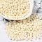 6/0 Opaque Baking Paint Glass Seed Beads, Teardrop, Floral White, 4.5~5x4x3~3.5mm, Hole: 0.9mm, about 125pcs/10g