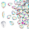 FINGERINSPIRE 80 Pcs Pointed Back Rhinestone 0.7x0.5x0.2 inch Glass Rhinestones Gems Pink AB Color Teardrop Crystal Jewels Embelishments with Silver Plated Back Glass Diamante Faceted Stone for Craft