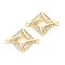 Brass Clear Cubic Zirconia Connector Charms, Cadmium Free & Nickel Free & Lead Free, Rhombus Links, Real 18K Gold Plated, 23x17.5x3.5mm, Hole: 1.5mm