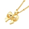 Brass Curb Chain Necklaces, Pendants Necklaces, Bowknot, Real 18K Gold Plated, 17.05 inch(433mm), Bowknot: 16x15mm