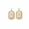 Brass Micro Pave Clear Cubic Zirconia Pendants, Nickel Free, Real 18K Gold Plated, Rectangle with Letter, Letter.W, 16x9.5x2mm, Jump Ring: 5x0.5mm, Inner Diameter: 3mm