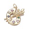 Brass Micro Colorful Cubic Zirconia Pendants, Long-Lasting Plated, Palette Shape, Real 18K Gold Plated, 21.5x22.5x2.5mm, Hole: 3.7mm