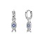 Fish 925 Sterling Silver Micro Pave Cubic Zirconia Leverback Earrings for Woman, Real Platinum Plated, 24.5x6mm
