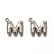 Non-Tarnish 201 Stainless Steel Pendants, Letter M, Stainless Steel Color, 16x17x3mm, Hole: 1.4mm