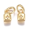 Brass Micro Pave Cubic Zirconia Pendants, Long-Lasting Plated, Lock with Star, Clear, Golden, 11x6.5x4mm, Hole: 5mm