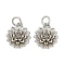 Brass Charms, Flower, with Jump Ring, Cadmium Free & Lead Free, Rack Plating, Long-Lasting Plated, Platinum, 13.5x11.5x3.8mm, Hole: 3.4mm