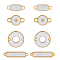 8Pcs 4 Styles 304 Stainless Steel Connector Charms with Shell, Rectangle & Flat Round, Seashell Color, Real 14K Gold Plated, 18x4x1.5mm, Hole: 0.9mm, 2pcs/style