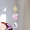 Glass Pendant Decorations, with Metal Finding and Natural Amethyst Chips, for Home Bedroom Hanging Decorations, 350mm