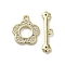 Brass Micro Pave Cubic Zirconia Toggle Clasps, Long-Lasting Plated, Flower, Cadmium Free & Nickel Free & Lead Free, Golden, 14x12x1.5mm, Hole: 1.2mm