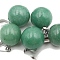 Natural Green Aventurine Round Charms with Platinum Plated Metal Snap on Bails, 14mm
