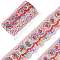 4~4.5M Ethnic Style Polyester Lace Trim with Colorful Paillette, Sparkle Embroidery Lace Ribbon, Sun Pattern, with 1Pc Thread Bobbins White Cards, Indian Red, 2-3/8 inch(60mm)