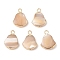 Natural Trochous Shell Pendants, Bell Charms with Brass Edge, Golden, 16x12x4mm, Hole: 1.8mm