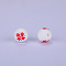 Printed Round Silicone Focal Beads, White, 15x15mm, Hole: 2mm