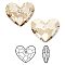 Austrian Crystal Rhinestone, 6264, Crystal Passions, Faceted, Truly in Love Heart Pendant, 001GSHA_Crystal Golden Shadow, 18x18x10mm, Hole: 1.5mm