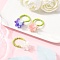 3Pcs Cellulose Acetate(Resin) Rings, Flower, with Glass Seed Beads, Mixed Color, Flower: 14x14mm, Inner Diameter: 17mm